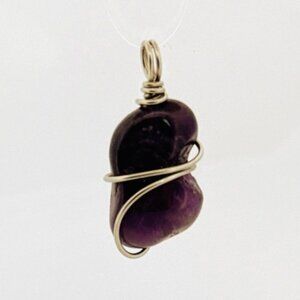 Brand New Sterling Silver 925 Wire Wrapped Amethyst Pendant, 4.6 Grams, No Chain